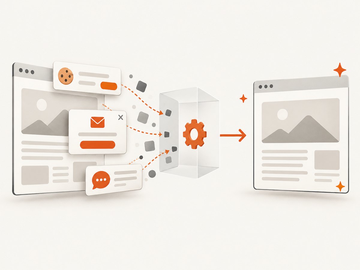 A server-side capture flow can clean overlays before returning the page image.