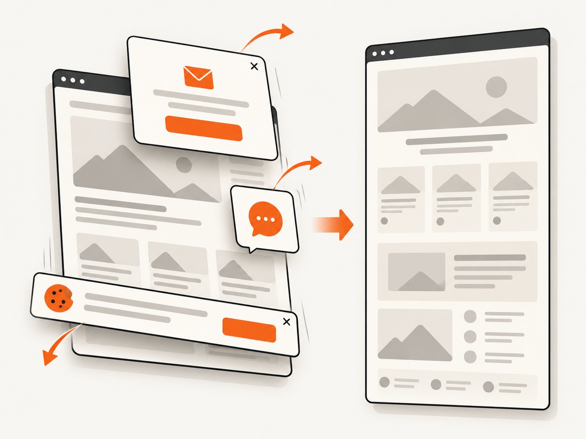 Removing overlays before capture keeps the page content visible from top to bottom.