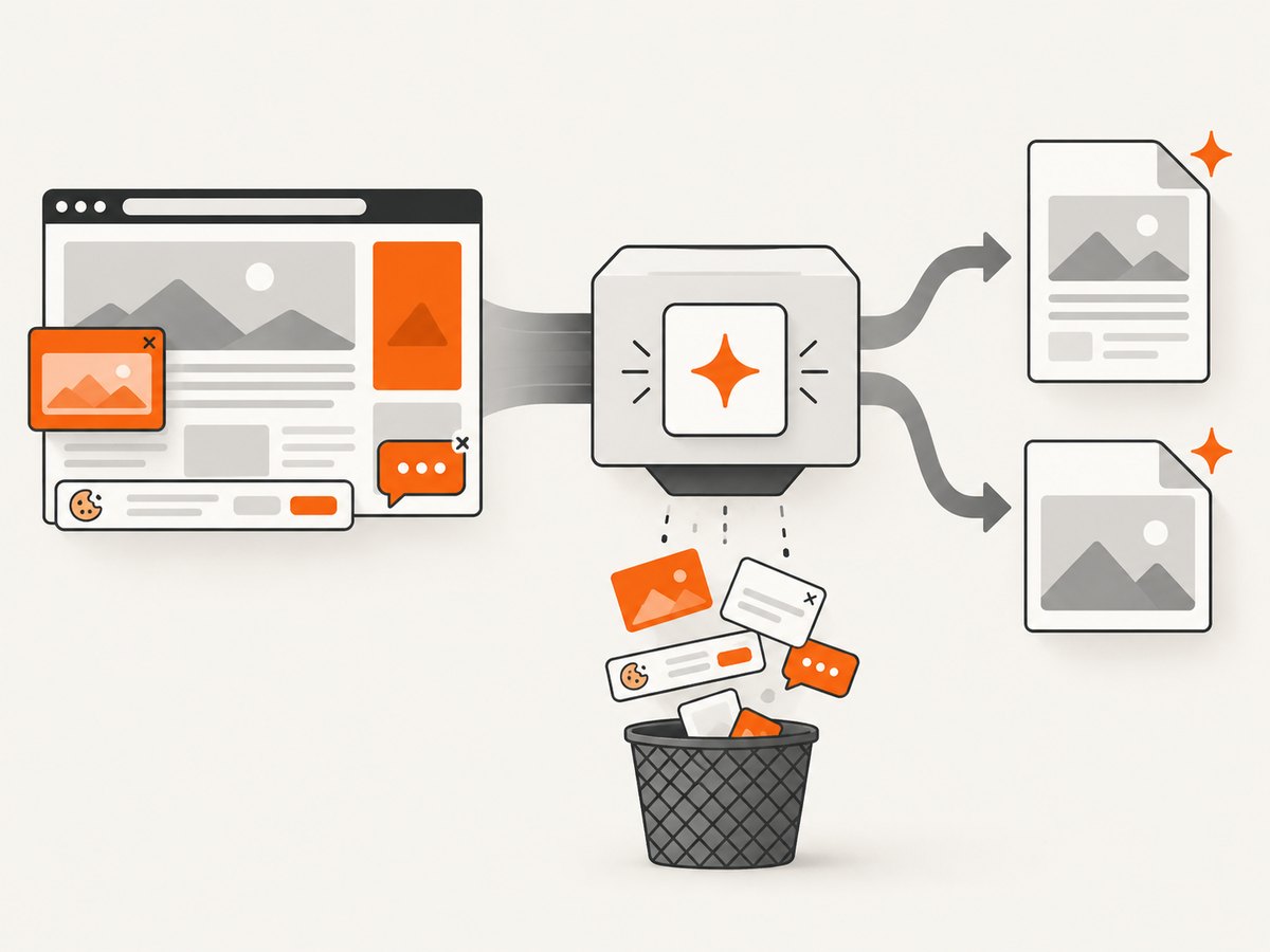 A clean capture pipeline removes page clutter before producing an offline file.