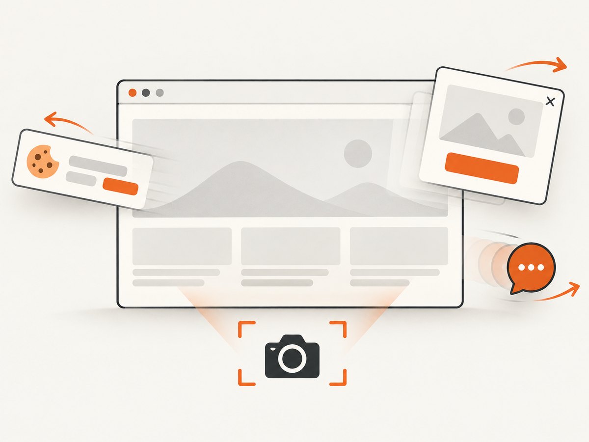 A clean capture can remove common overlays before recording the rendered page.