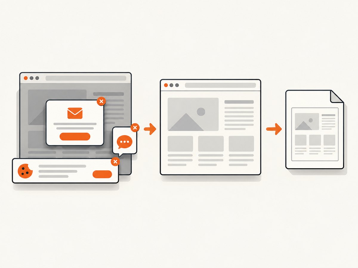 A capture pipeline can remove consent UI and overlays before rendering the final file.
