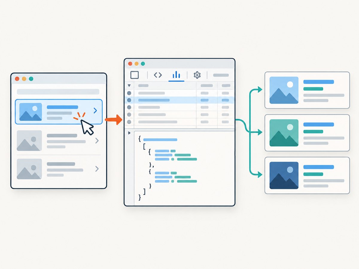 A single observed pagination action can reveal the request that carries the next result batch.
