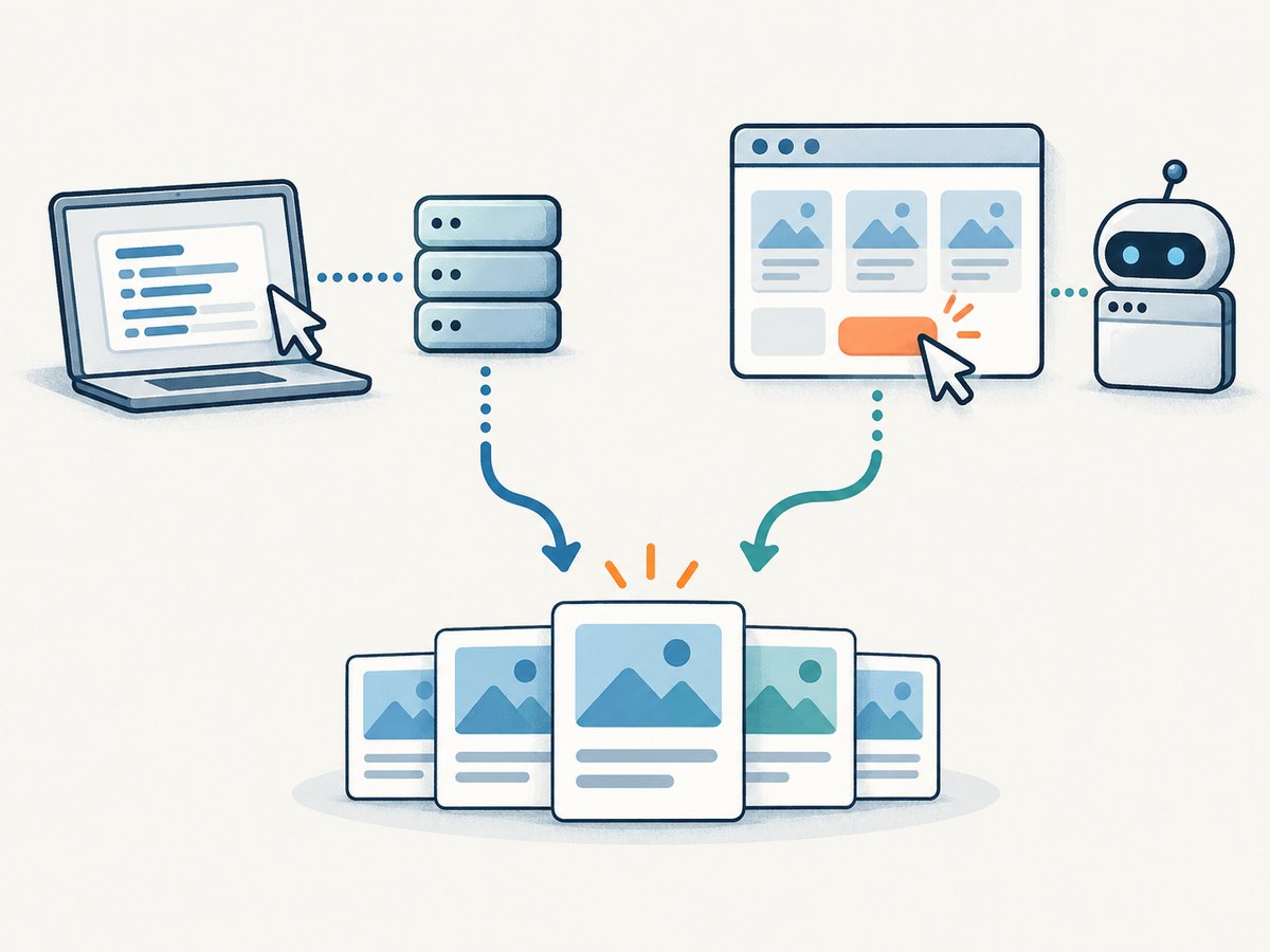Replay a data request when practical; automate the browser when interaction or rendered state is part of the data path.