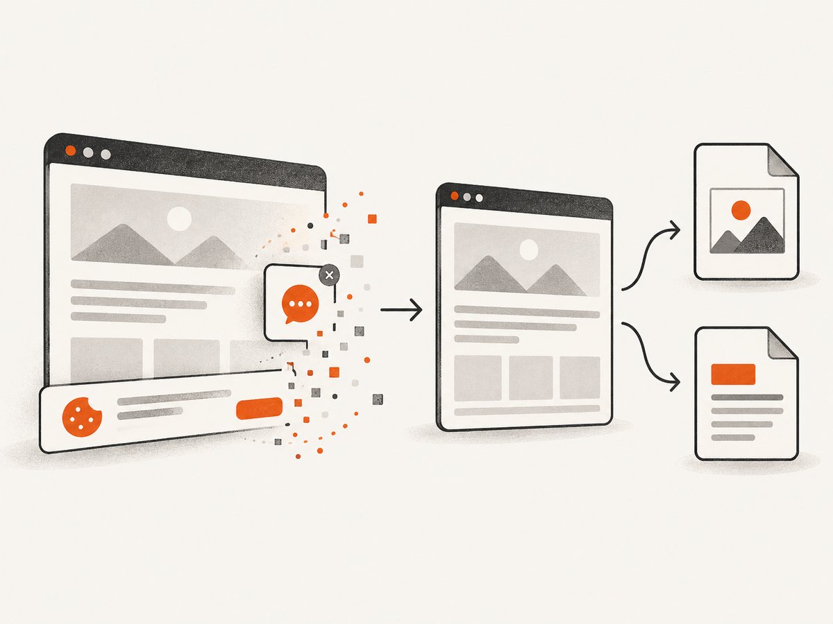 A visual capture records an authorized page without requiring browser automation in your application.