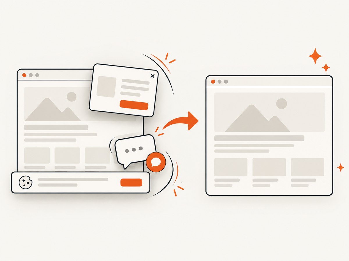 A capture service can remove common overlays before producing a usable page image.