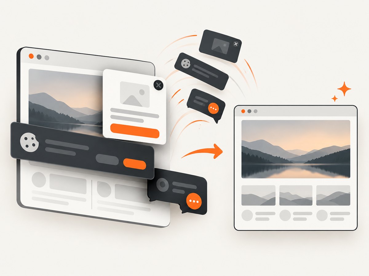 A capture workflow can remove consent layers and other overlays before producing the image.