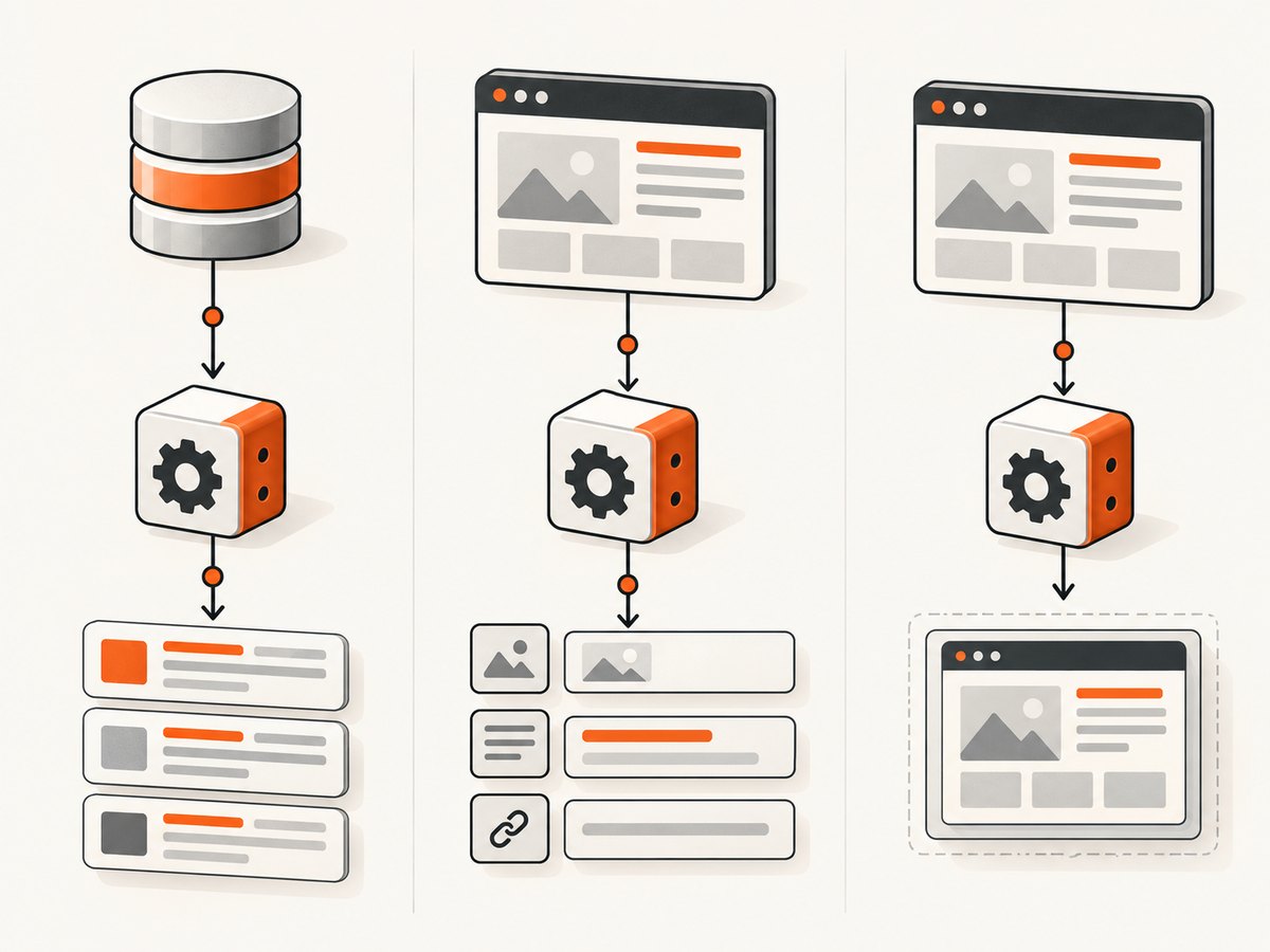 Official catalog APIs, scraper APIs and screenshot APIs return different kinds of results.
