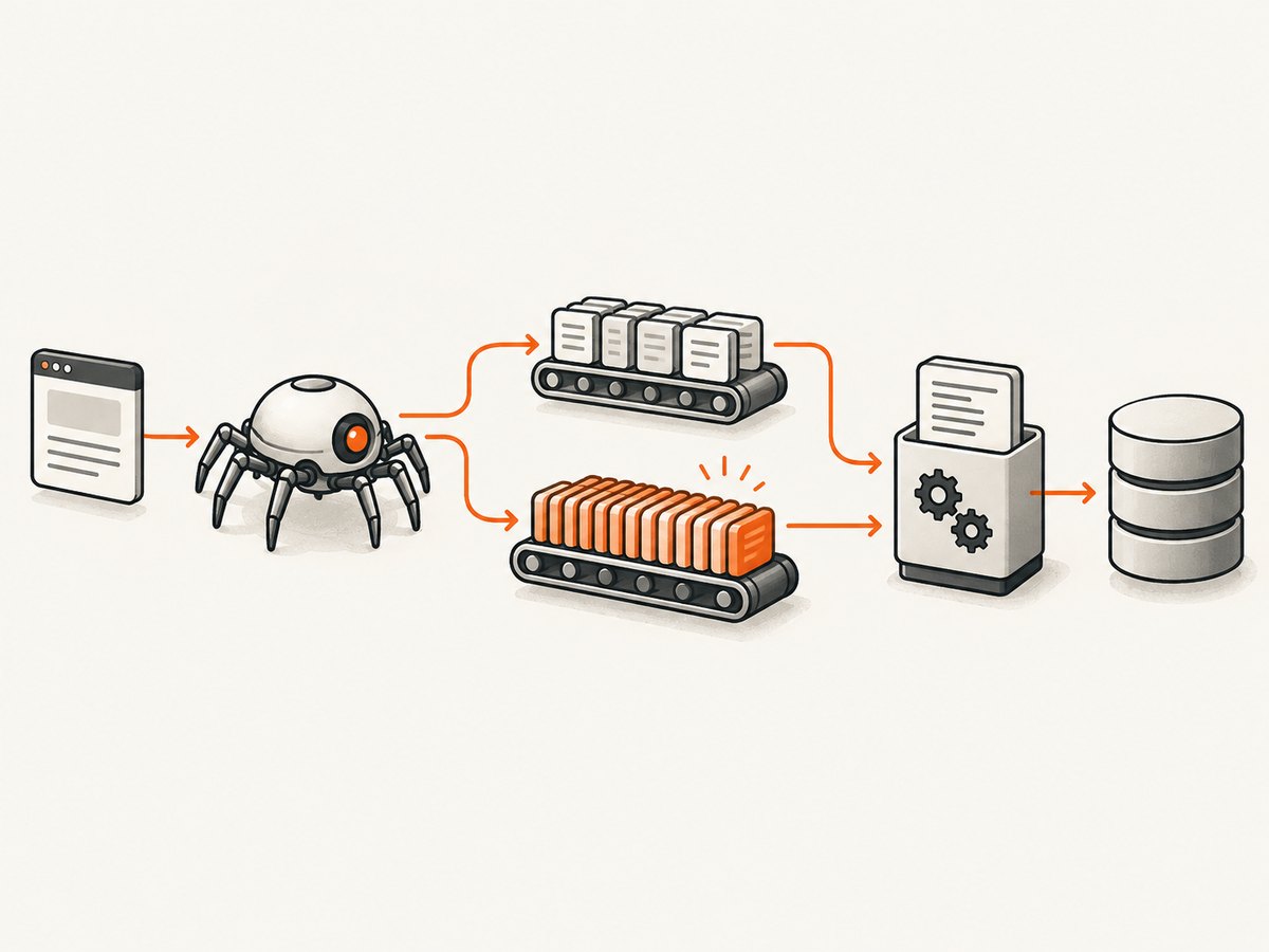 A crawl can bottleneck at the target, scheduler, downloader or response-processing stage.