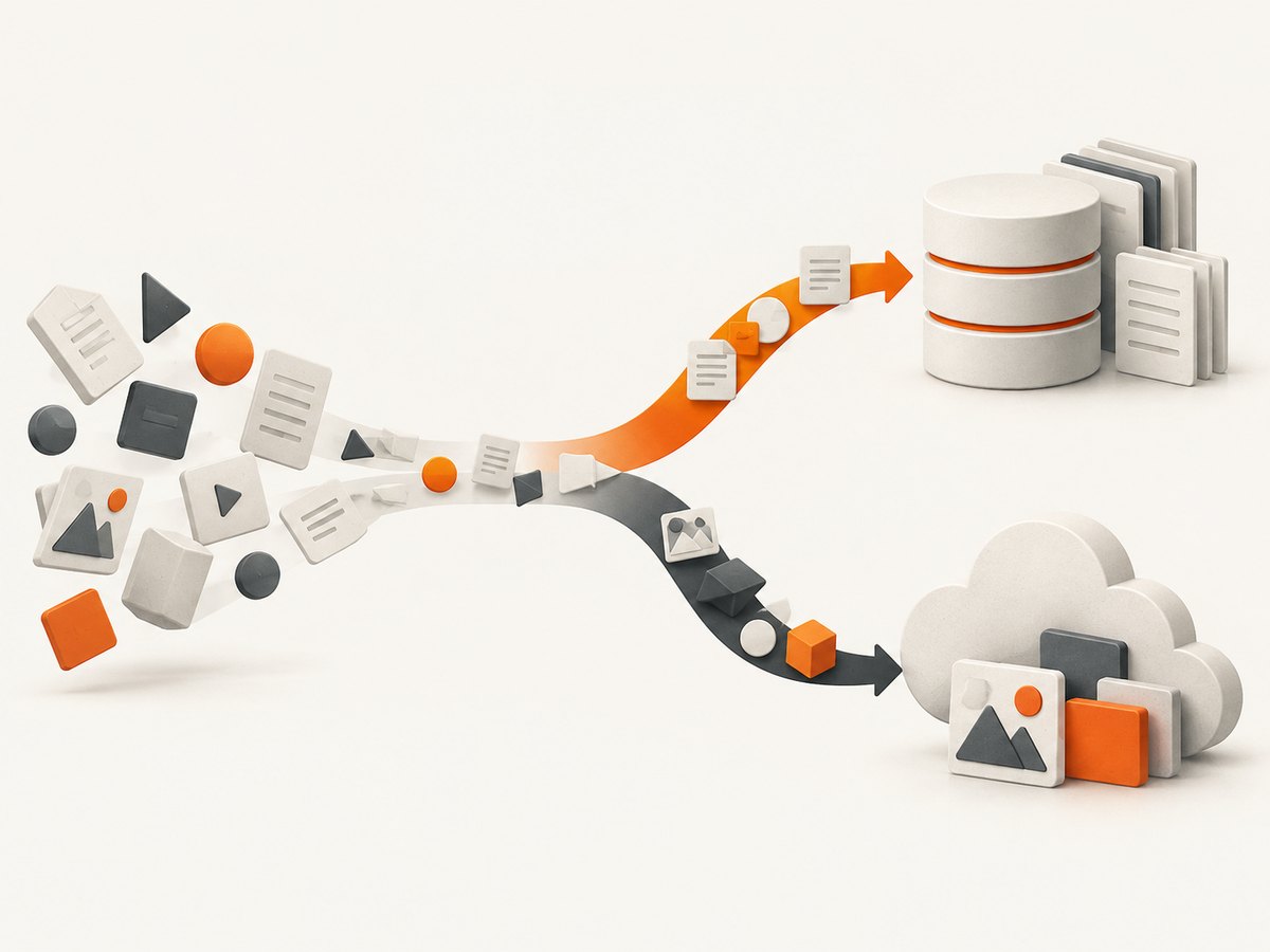 The same accepted item can be written to a database and archived as a feed.