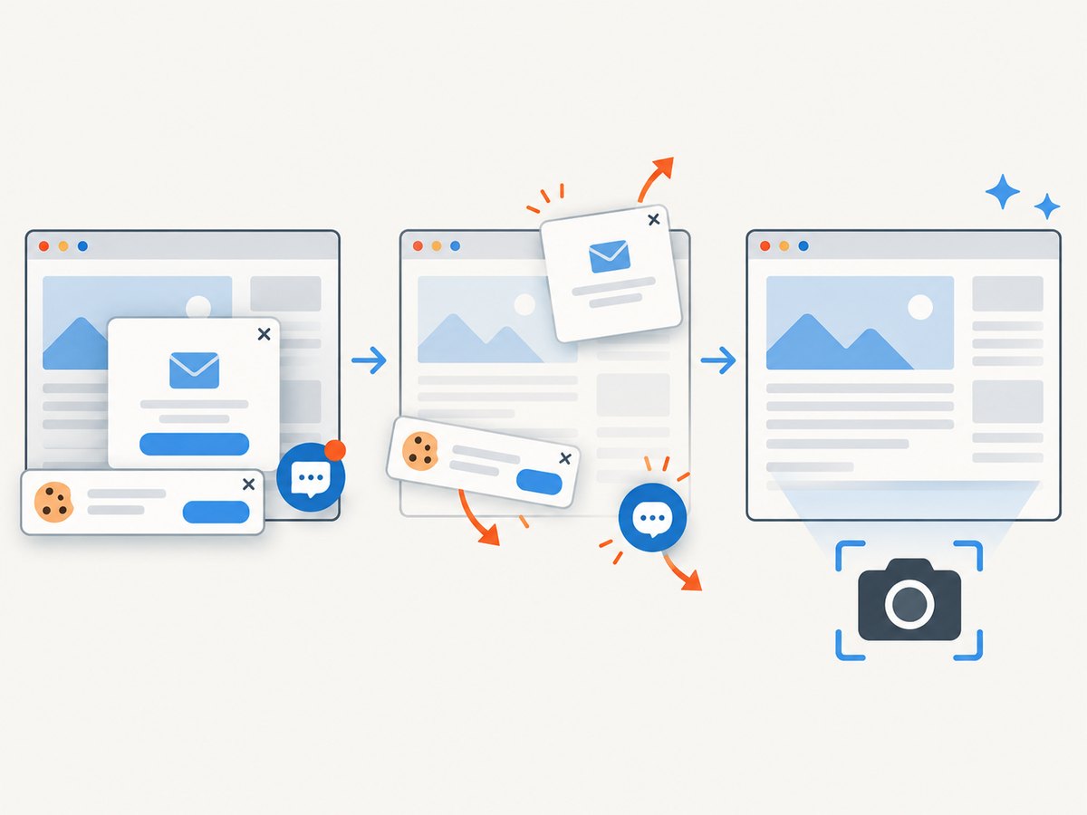 ScreenshotNeo can clear common consent banners and popups before generating a screenshot.