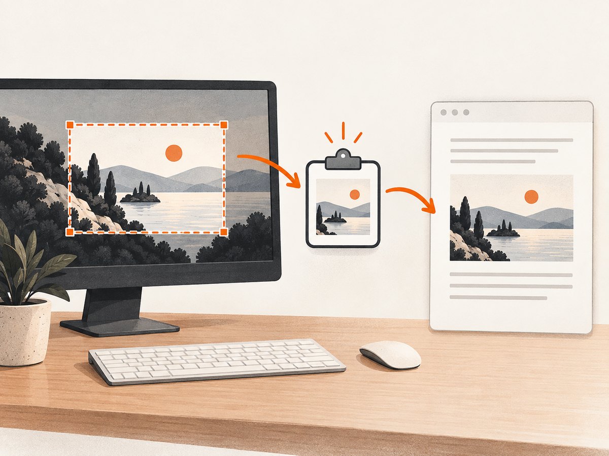 A clipboard capture lets you select an area and paste the image directly into another app.