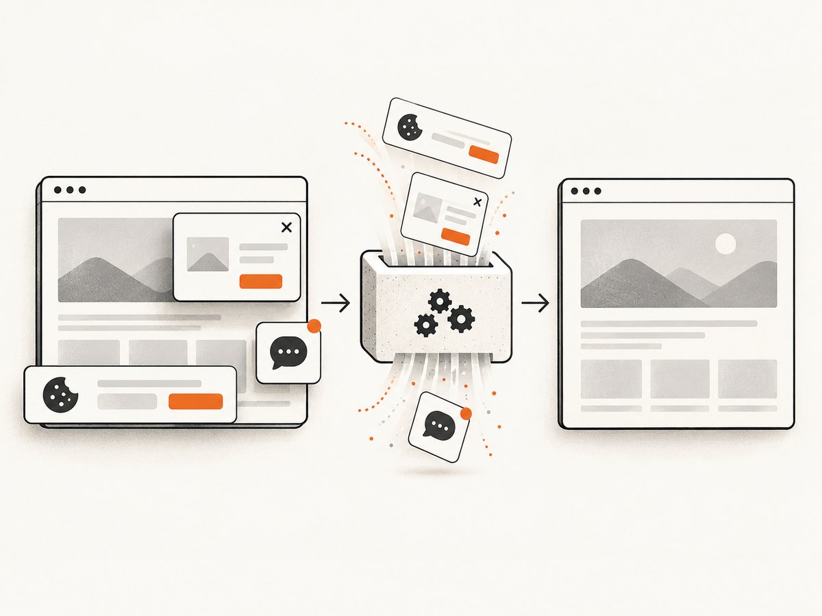 A webpage screenshot API can remove common overlays before returning the capture.
