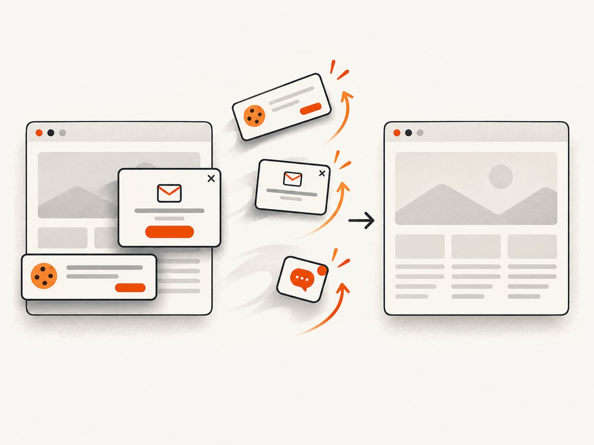 Hosted capture cleanup removes common overlays before the final image.