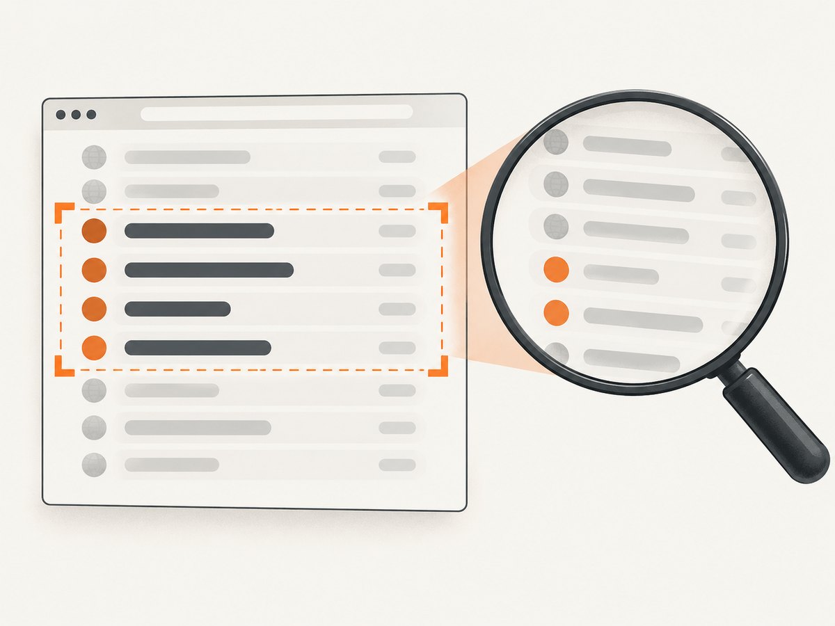 Inspect the whole captured area for unrelated entries and account details before sending the image.