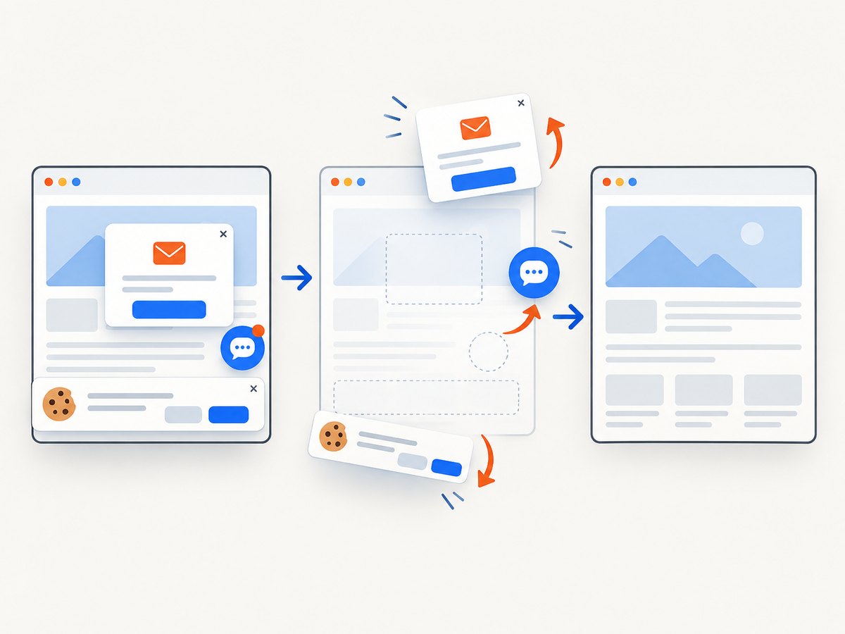 An automated capture can remove common overlays before saving the webpage image.