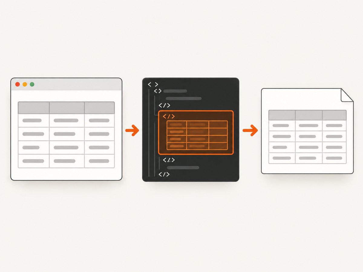The capture pipeline: render the table, select the correct element or container, then export the image.