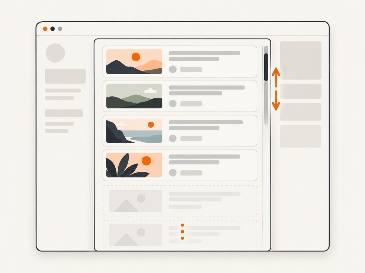 Scroll the container that owns the feed loader, not just the outer document.