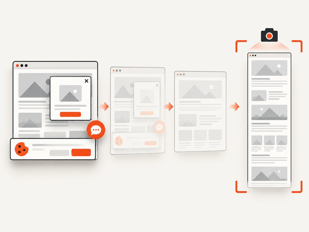 Remove transient overlays and wait for lazy content before taking the full-page shot.