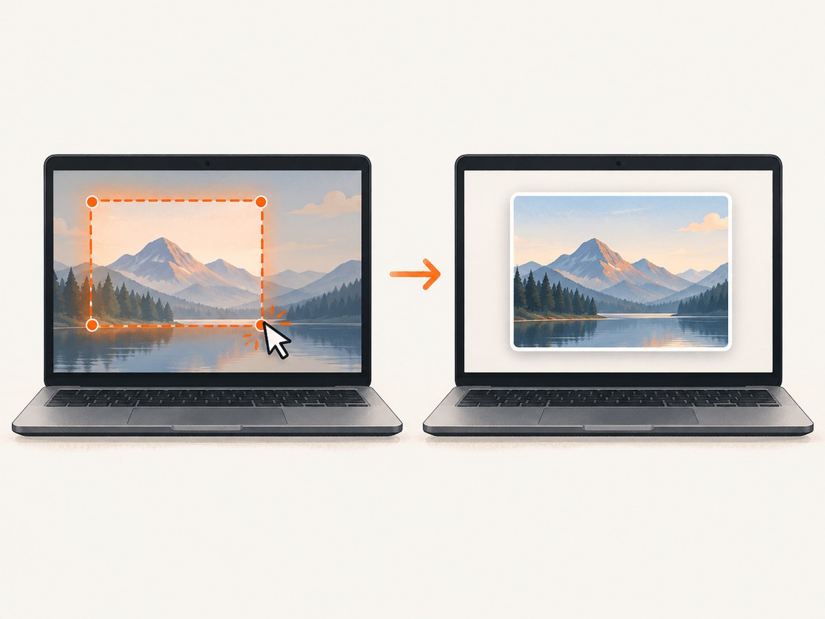 On-screen capture tools let you select a region even when the keyboard has no Print Screen key.
