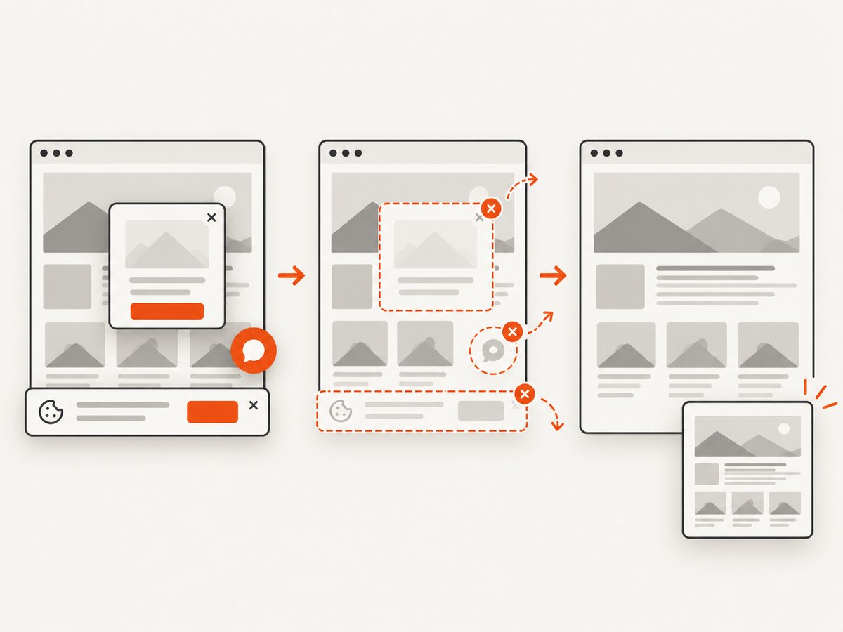 A URL based capture can prepare a web page and remove common overlays before returning the image.