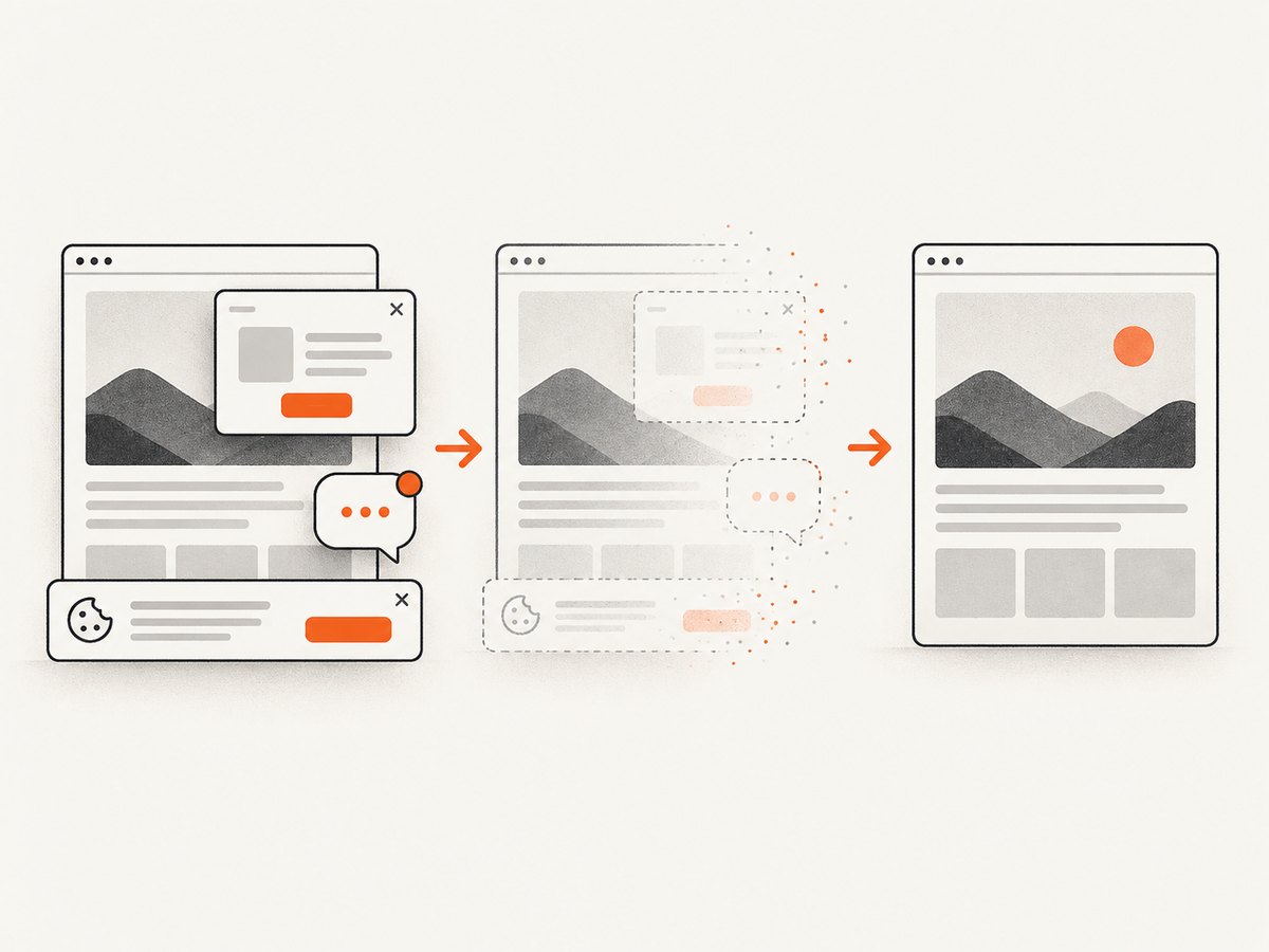 A server-side capture can remove common page overlays before returning a clean image.