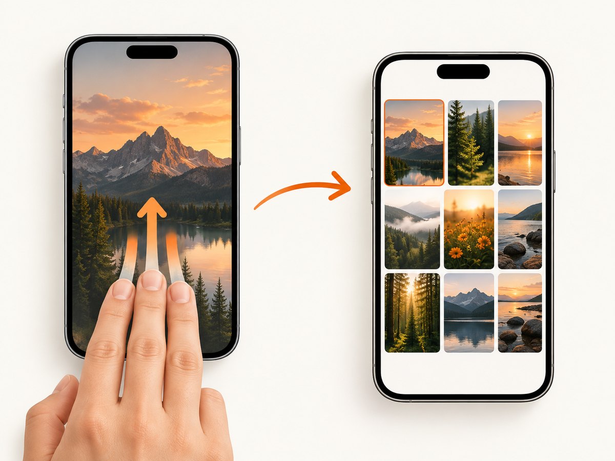 The three-finger gesture captures the current screen after it is enabled in Quick gestures.