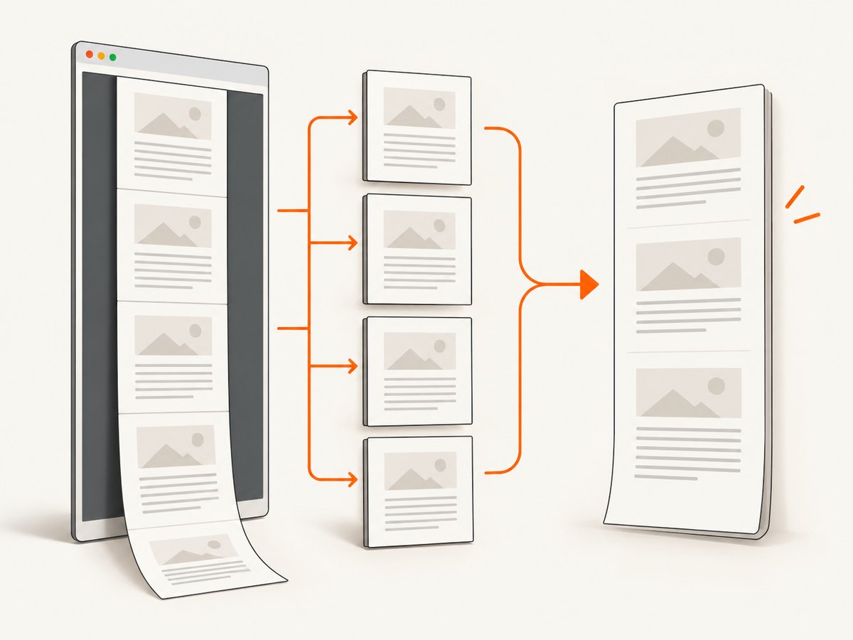Long PDFs are more reliable when captured in consistent sections and checked at page boundaries.