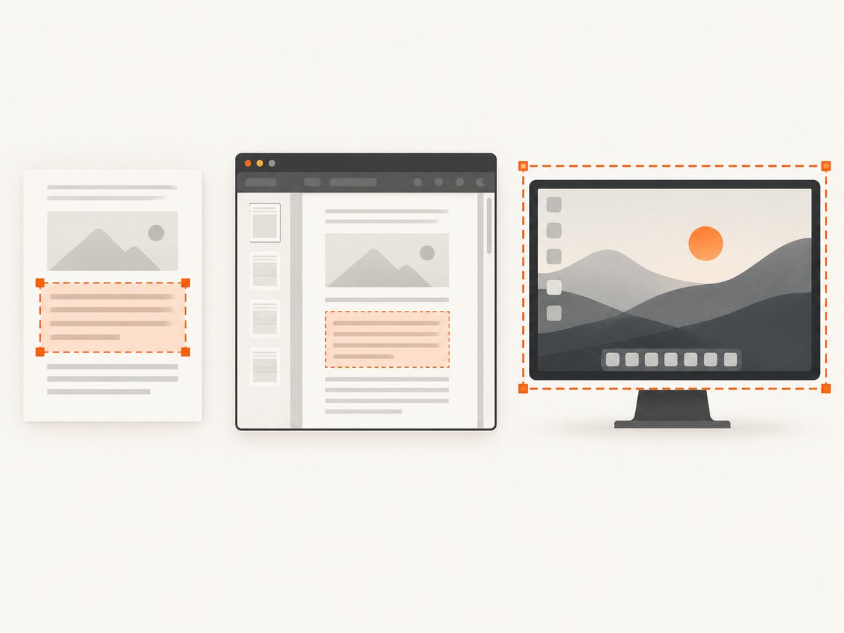 Choose region, window, or full-screen capture based on the output you need.