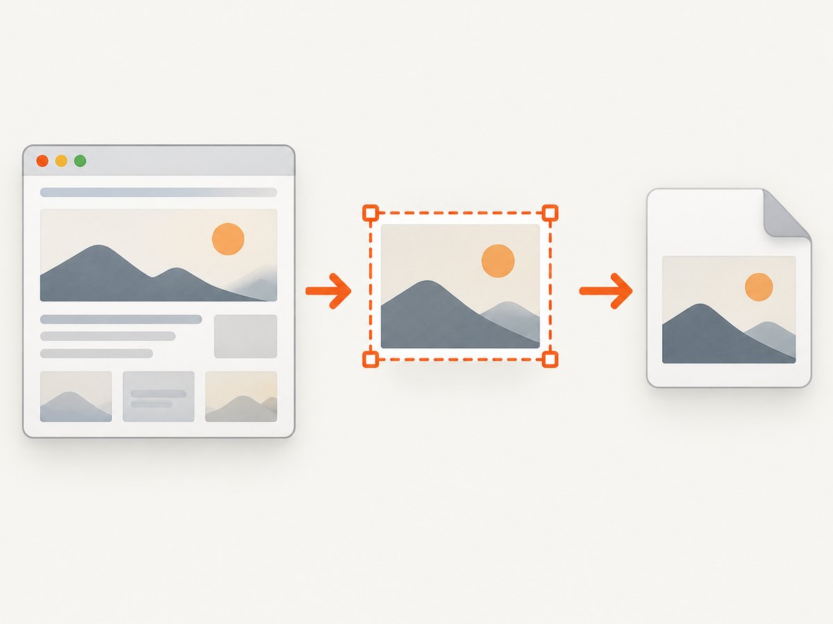 A screenshot records the visible screen, while downloading retrieves the original image file.