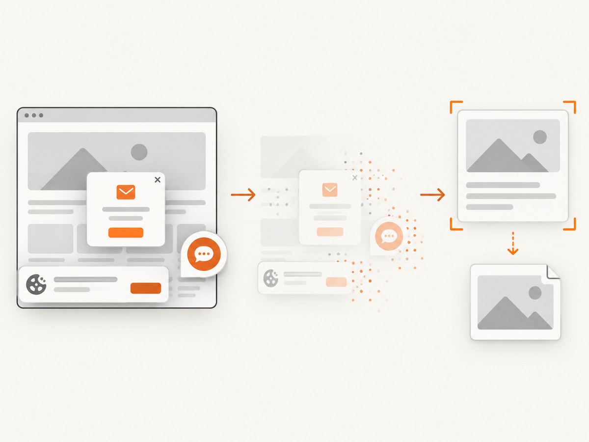 Automated capture can clear overlays and render the target component in a stable state.