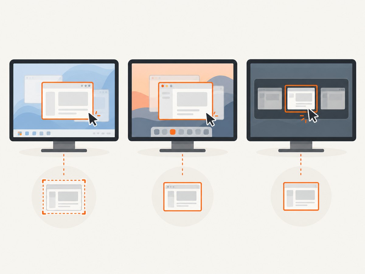 Native window capture uses different platform interfaces and selection flows on each operating system.