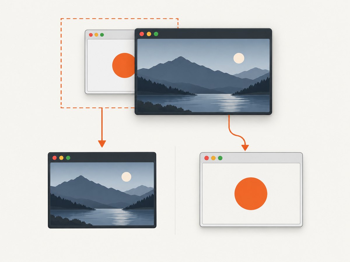 A screen grab reads visible pixels, while PrintWindow asks the covered window to render.