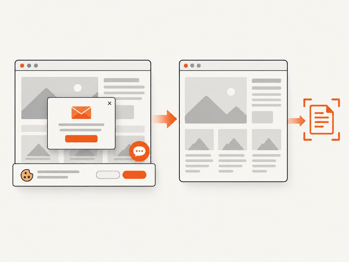 Cleaning overlays before OCR prevents popups and consent banners from becoming false text.