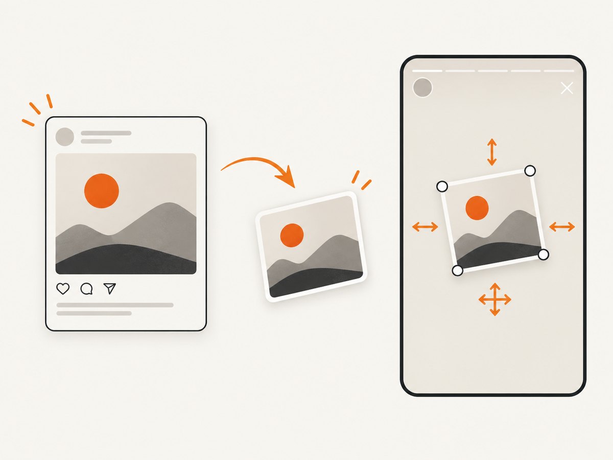 X’s documented iOS share flow places a public post in a Story draft as a movable sticker.