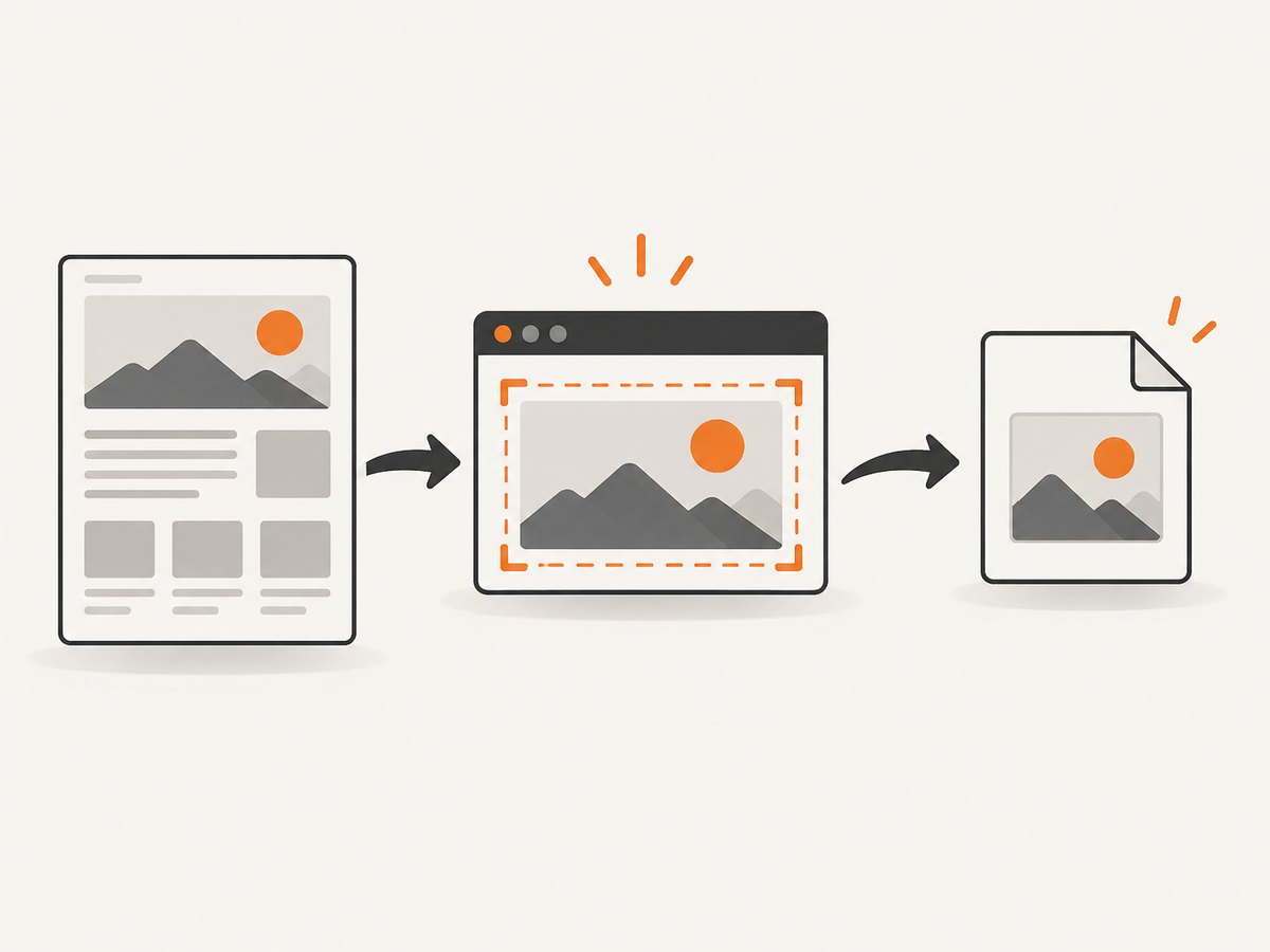 A screenshot workflow from webpage request to saved image.
