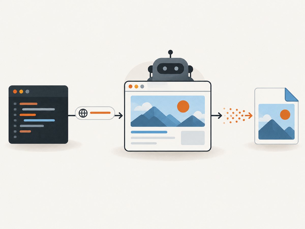 The Deno screenshot pipeline: navigate, render, capture bytes, and write the image.