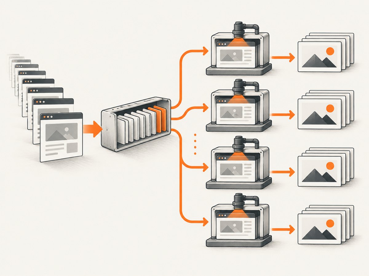 Monthly quota and simultaneous workers measure different parts of screenshot capacity.