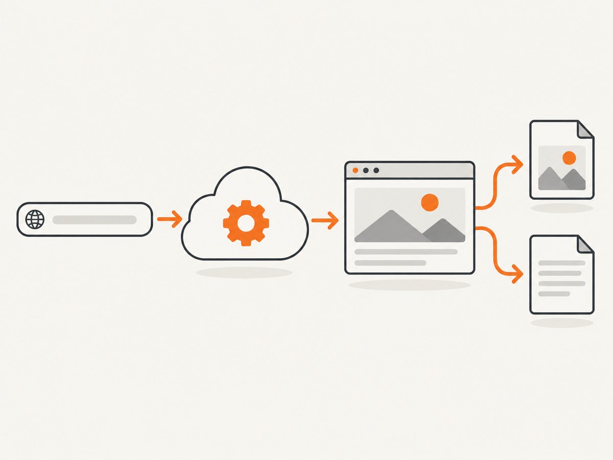 A screenshot API accepts a page address and returns a rendered artifact.