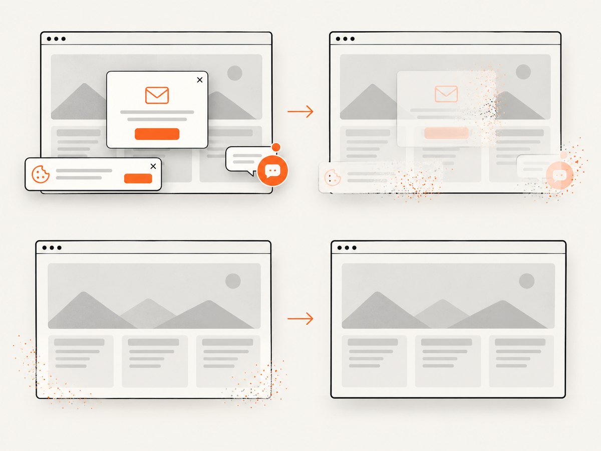 Cleaning overlays before capture keeps the page content readable.