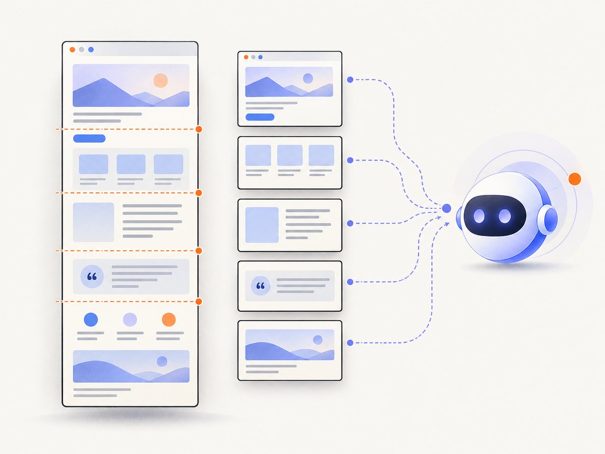 Long full-page captures can be split into smaller slices for review.