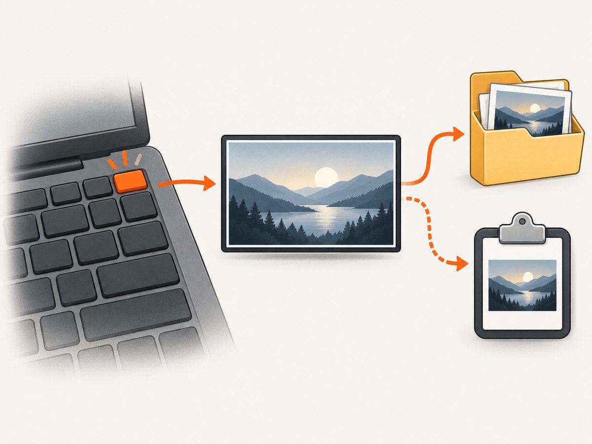 Windows uses different destinations for saved screenshots and clipboard captures.