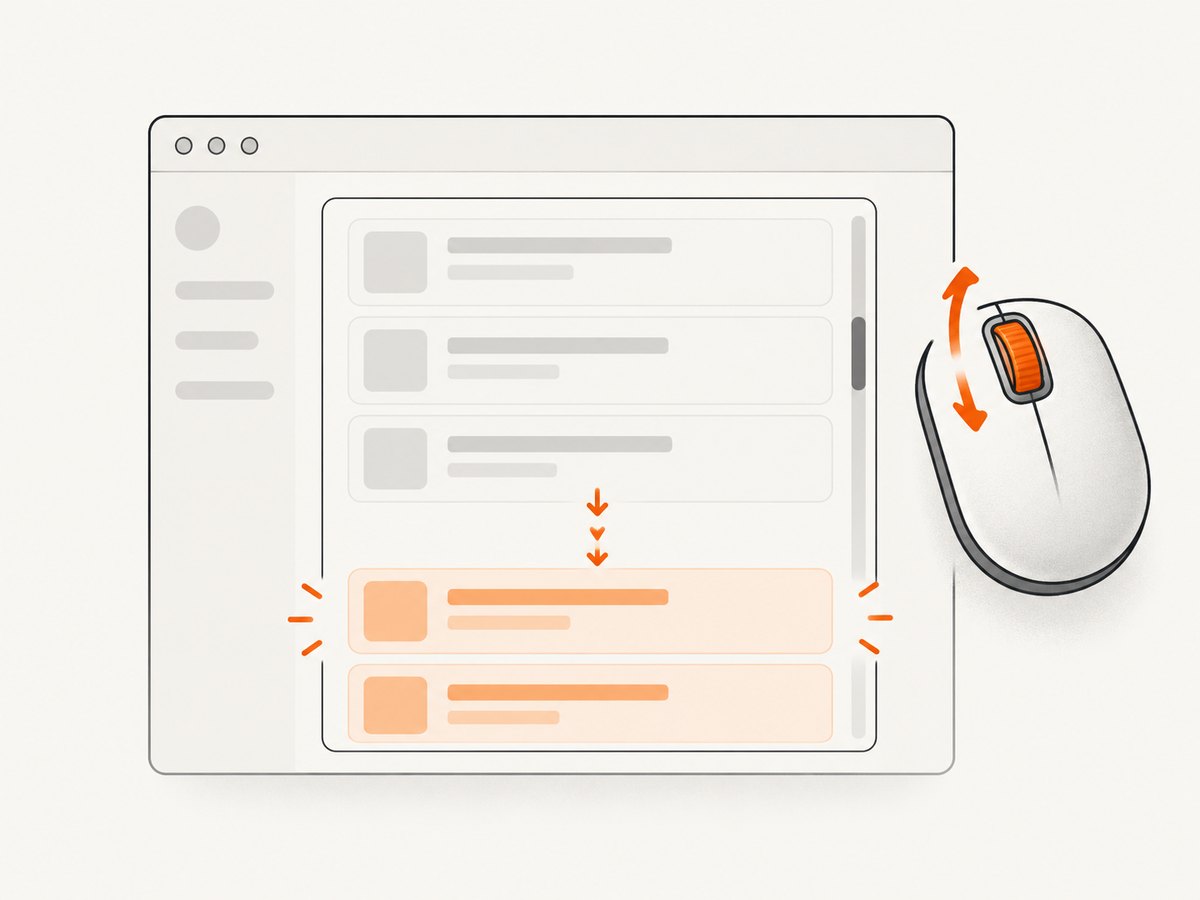 Hover the intended container before sending wheel input to a nested or infinite list.