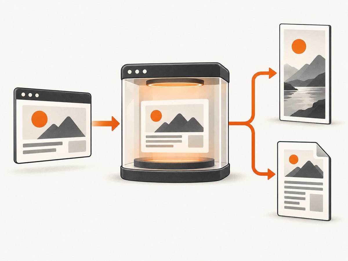 A full-page capture renders the complete document before exporting an image or PDF.