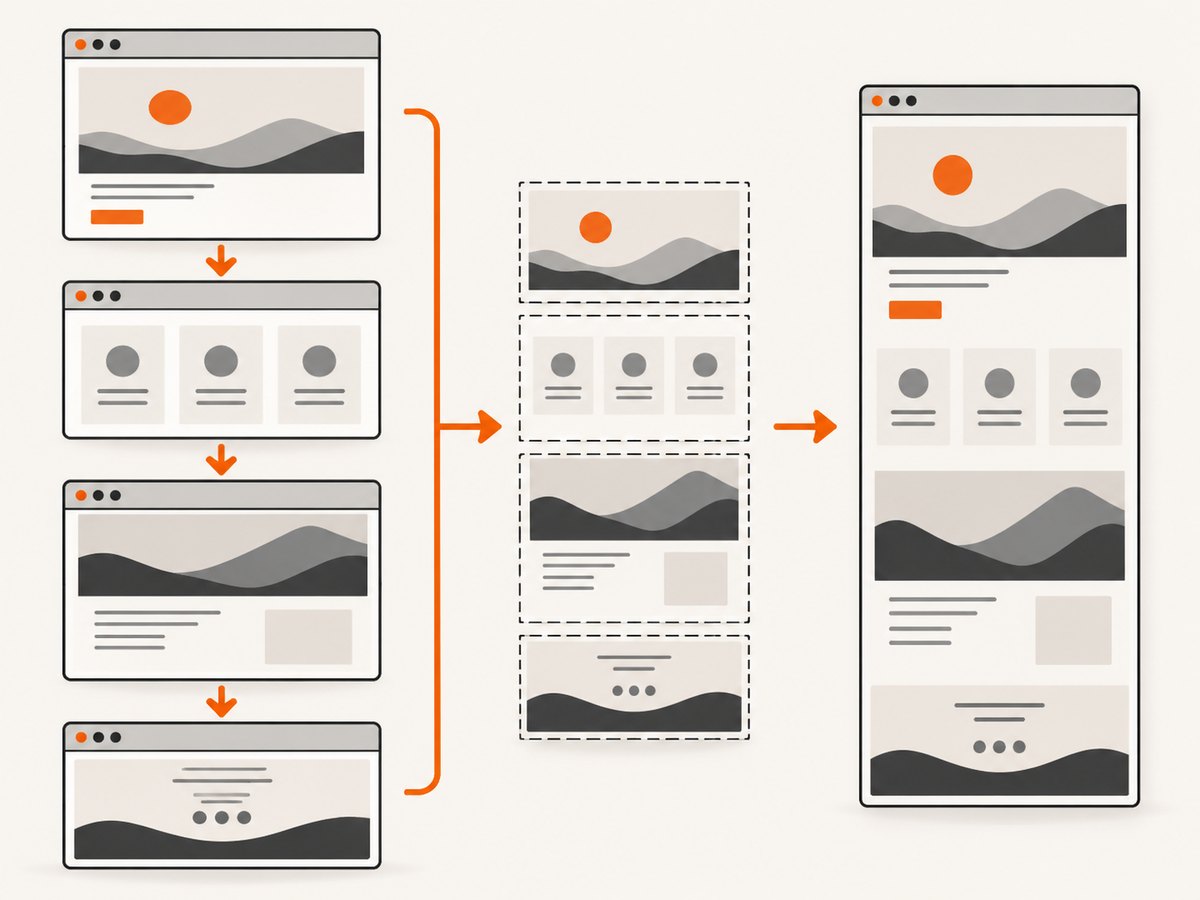 A full-page capture combines multiple viewport sections into one tall still image.