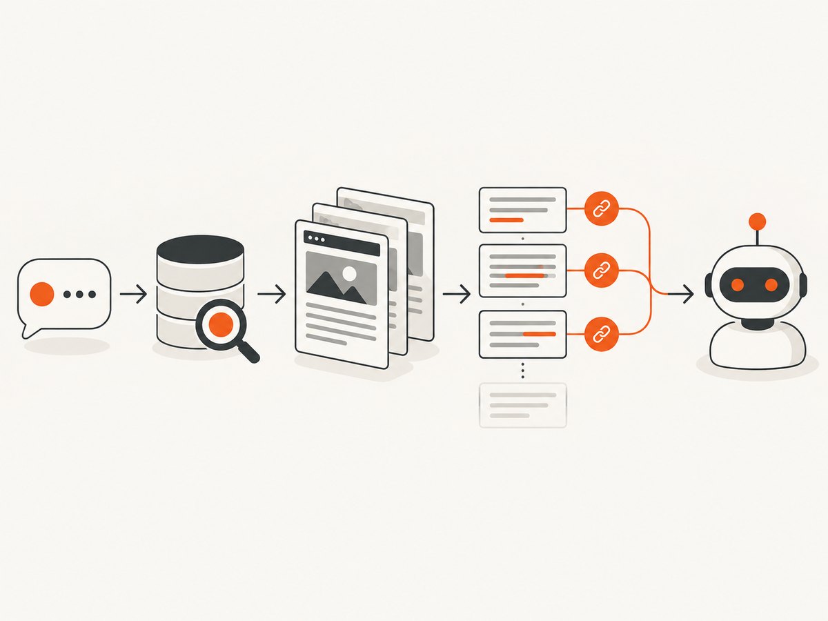 A retrieval pipeline can return candidate URLs, extracted context, or both; preserve the source association through the model step.