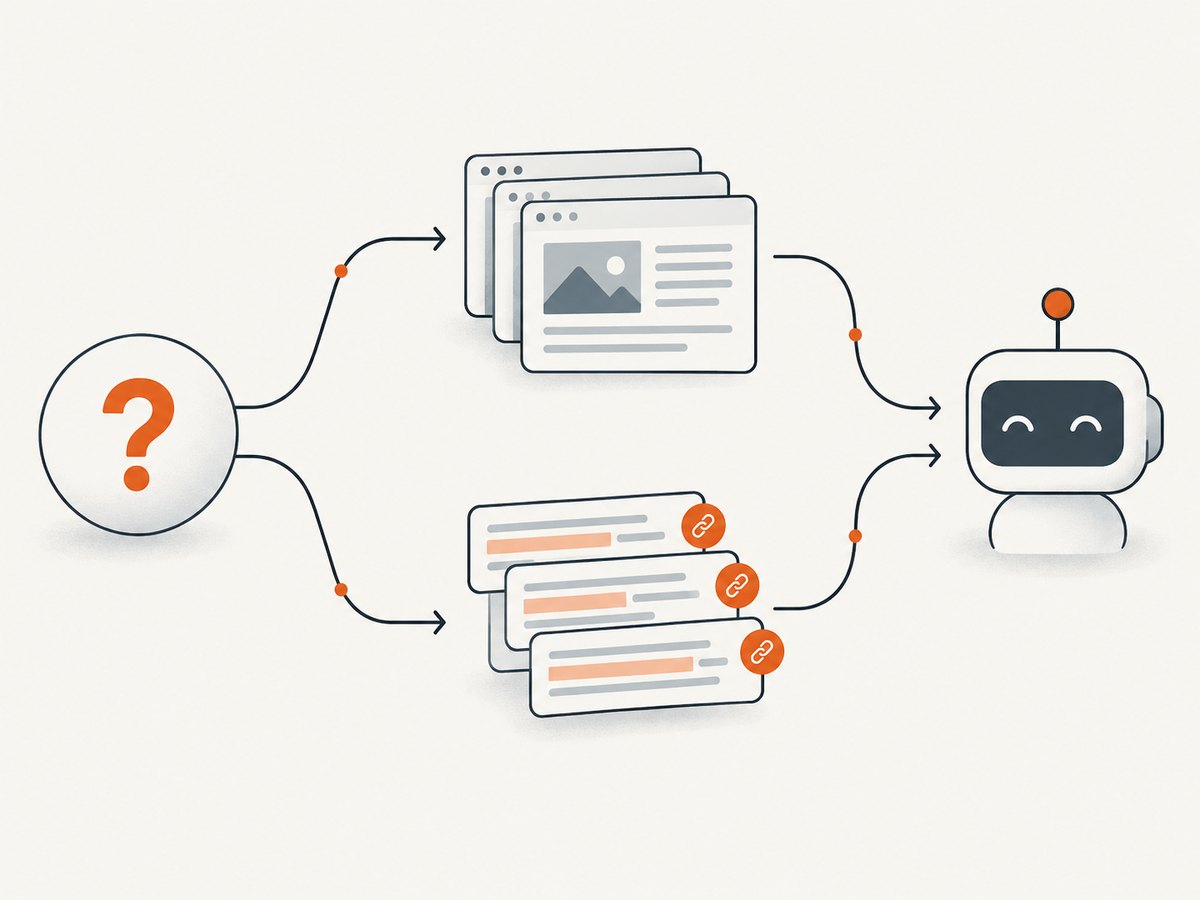Human-oriented search results and model-ready context serve different points in an agent workflow.