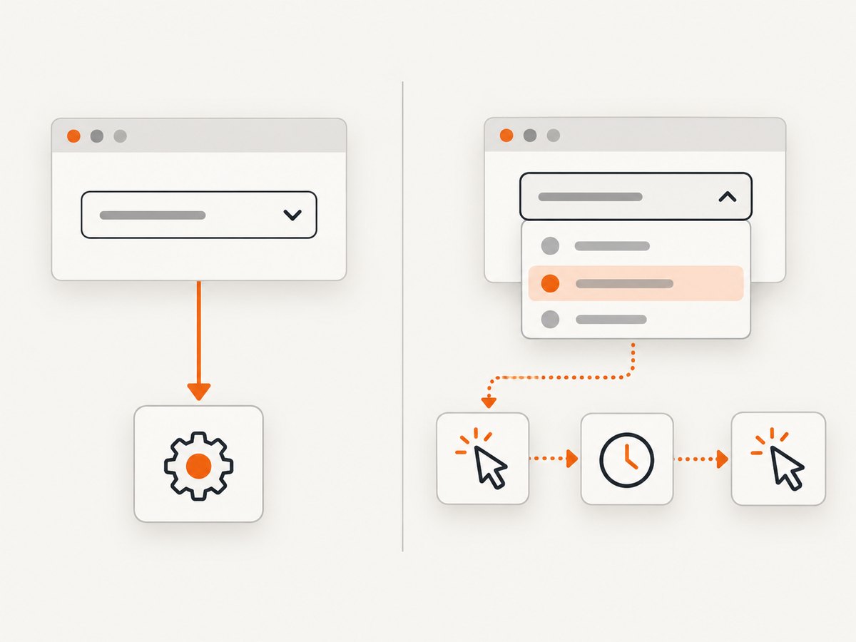 Native selects use Selenium's Select helper; div-based controls require page-specific interaction.