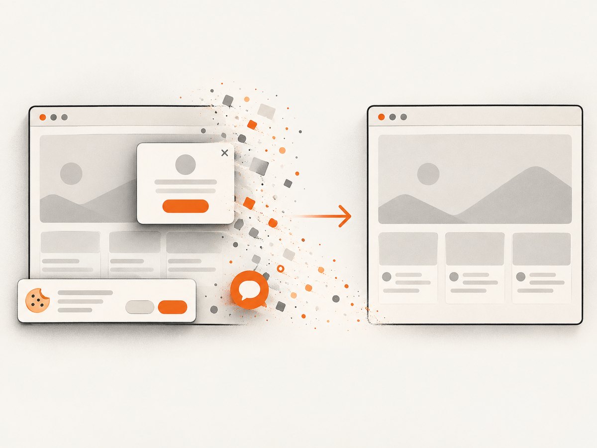 Clean capture removes common consent and overlay elements before producing the screenshot.