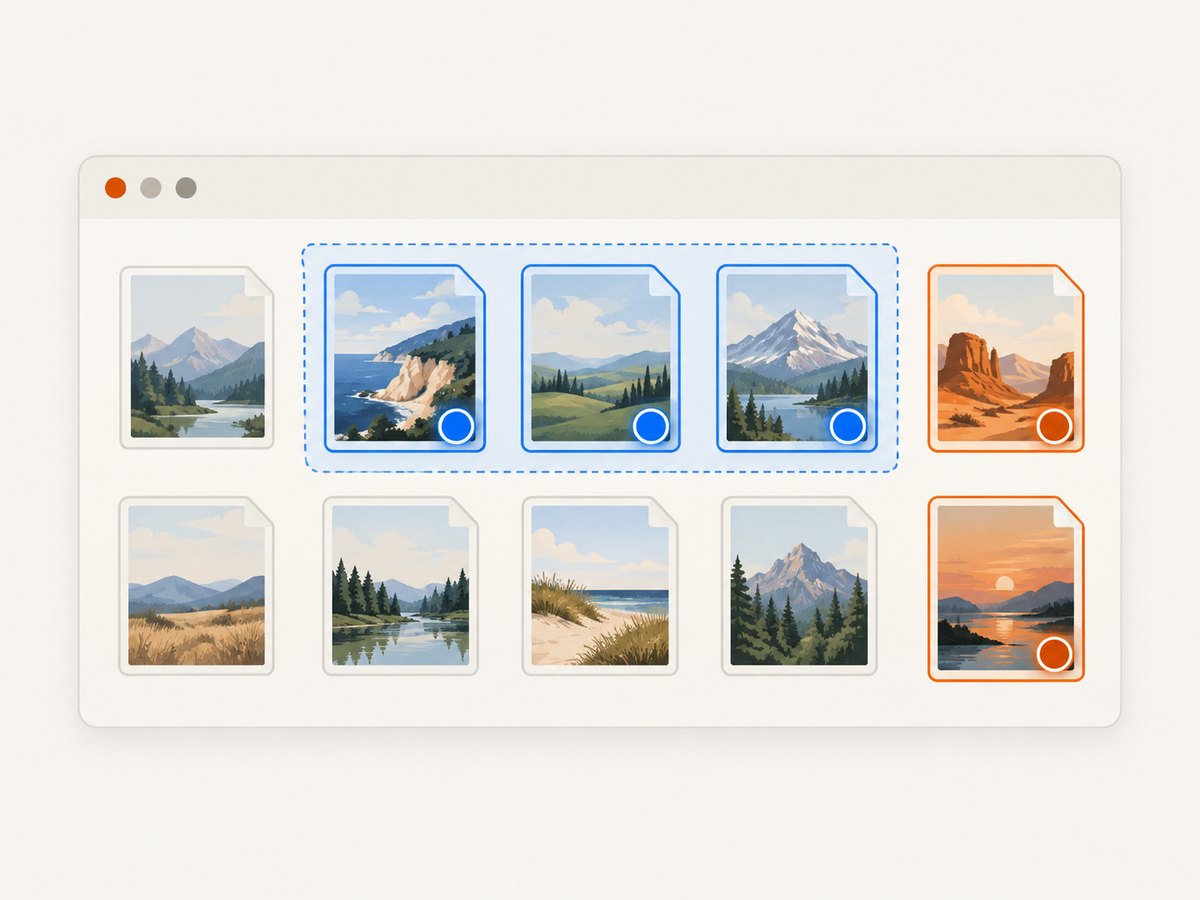 Shift-click selects a continuous range; Ctrl-click picks separate screenshots.