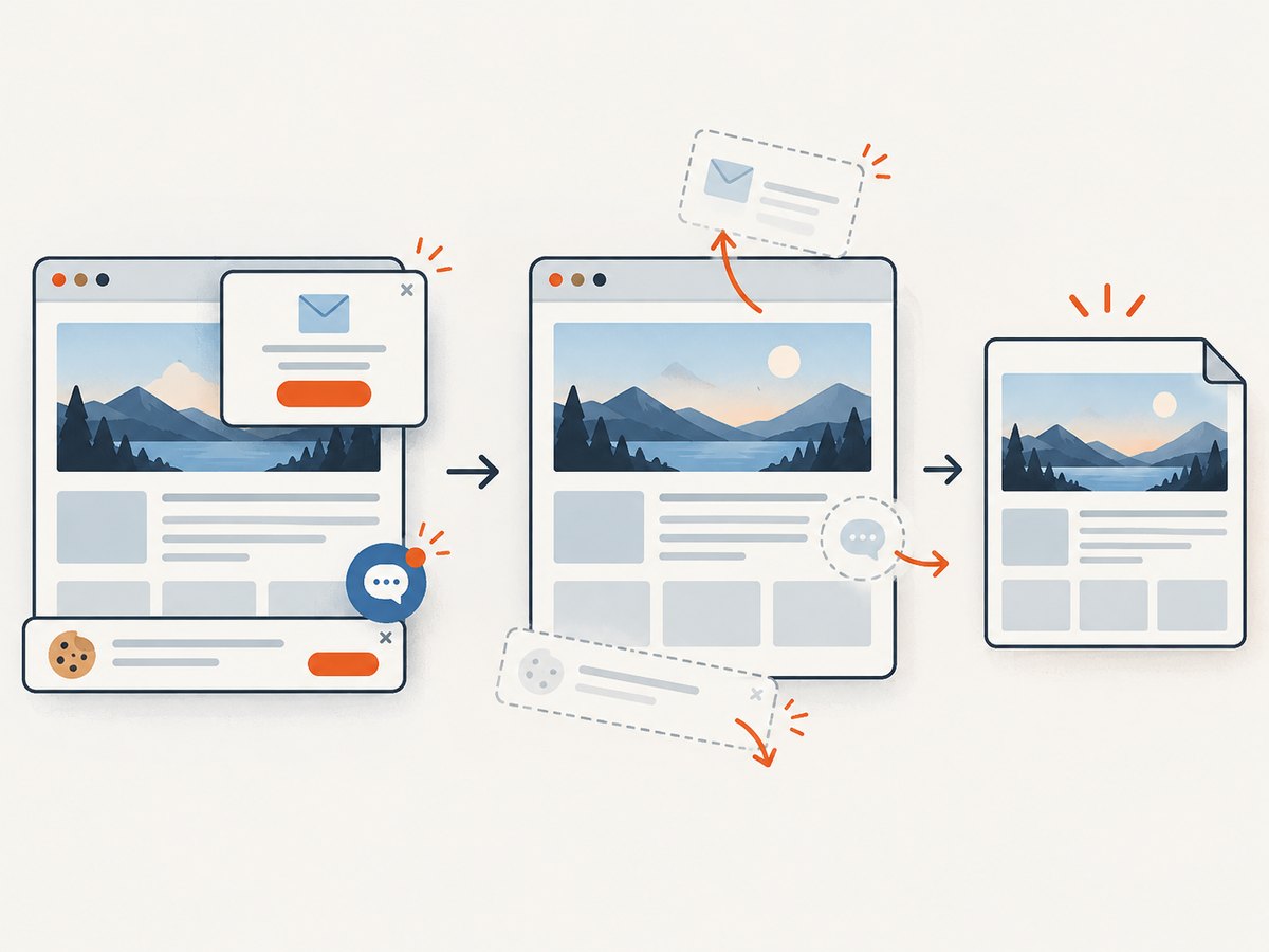 A screenshot API can capture a webpage directly and remove common overlays before returning the image.